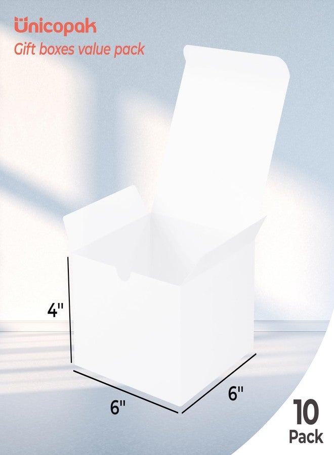 UnicoPak 10 Pack 6x6x4 Gift Boxes with Lids for Presents White Gift Boxes for Ornaments, Candles, Mugs, Crafting, Treat, Ideal for Birthday Christmas Party Homemade Business - Image 2